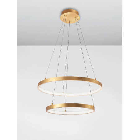 Lampa wisząca 2 okręgi Pirrot 44/60cm LED 3000K pozłacana