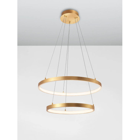 Lampa wisząca 2 okręgi Pirrot 44/60cm LED 3000K pozłacana