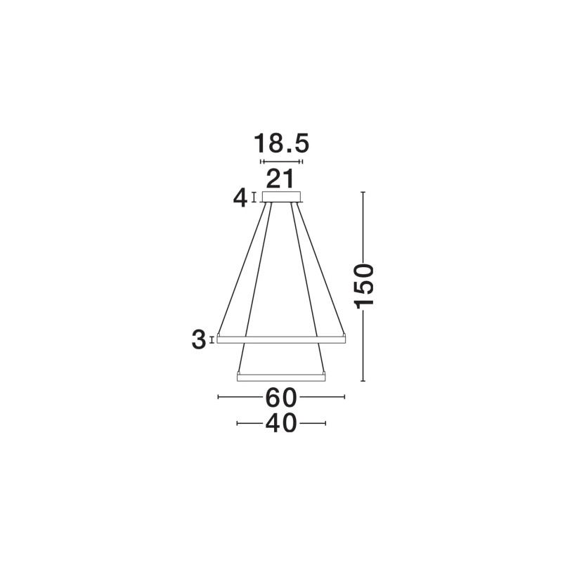 Lampa wisząca 2 okręgi Pirrot 44/60cm LED 3000K pozłacana