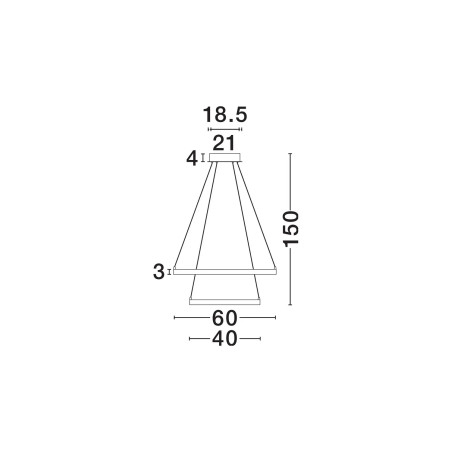 Lampa wisząca 2 okręgi Pirrot 44/60cm LED 3000K pozłacana