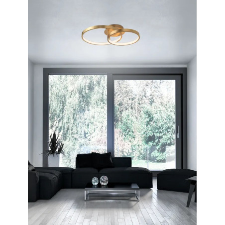 Plafon nowoczesny 2 okręgi Pirrot 640cm LED 3000K pozłacany