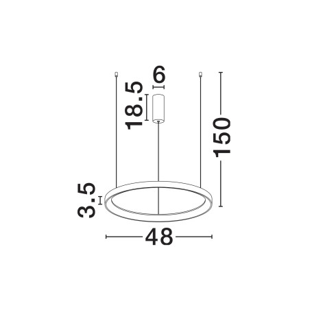 Lampa wisząca ring - ściemniacz triac Tirafi 48cm LED 3000K czarna
