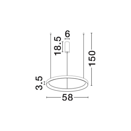 Lampa wisząca ring - ściemniacz triac Tirafi 58cm LED 3000K czarna