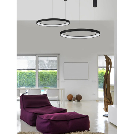Lampa wisząca ring - ściemniacz triac Tirafi 78cm LED 3000K czarna