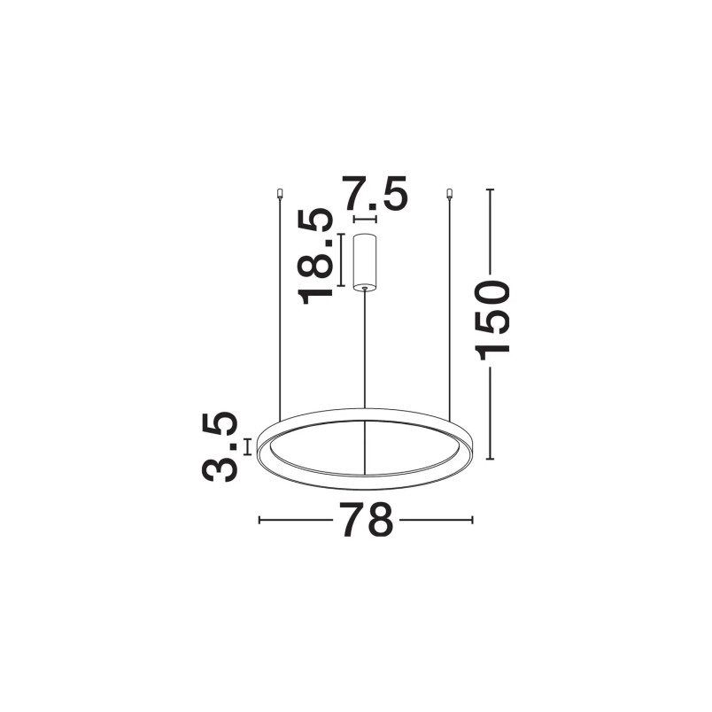 Lampa wisząca ring - ściemniacz triac Tirafi 78cm LED 3000K czarna