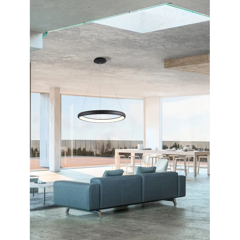 Lampa wisząca okrągła ring - ściemniacz triac Calda 61cm LED 3000K czarna