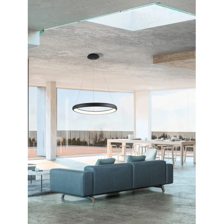 Lampa wisząca okrągła ring - ściemniacz triac Calda 61cm LED 3000K czarna