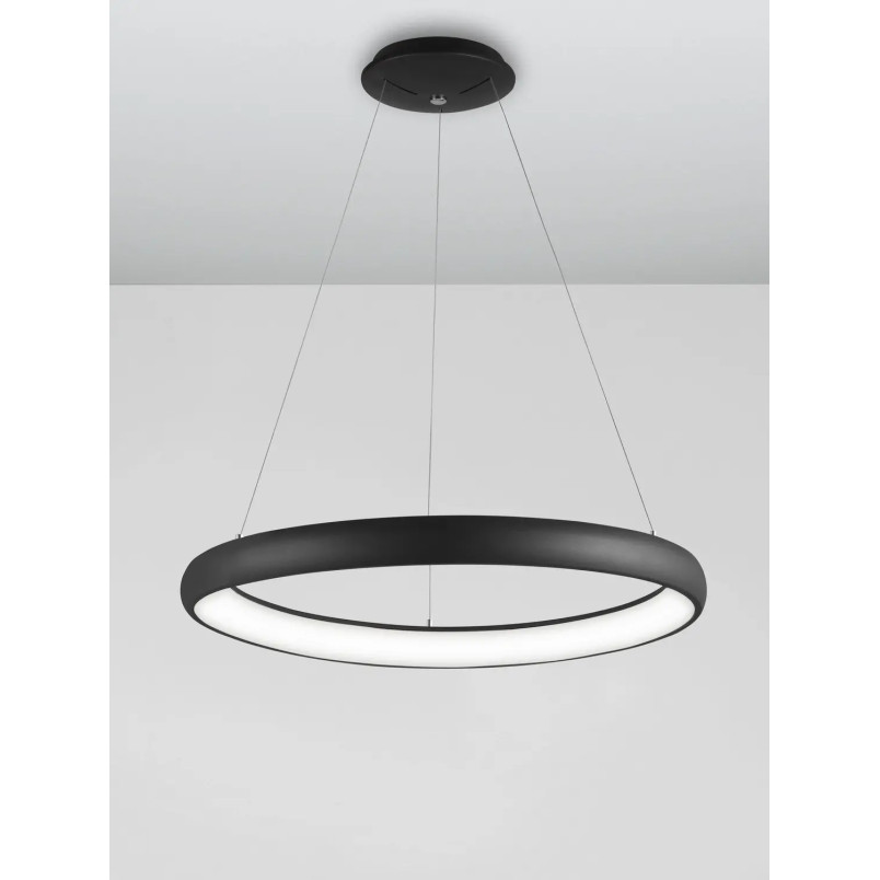 Lampa wisząca okrągła ring - ściemniacz triac Calda 61cm LED 3000K czarna