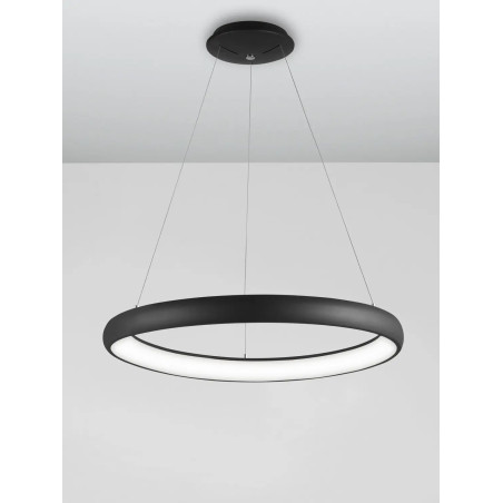 Lampa wisząca okrągła ring - ściemniacz triac Calda 61cm LED 3000K czarna