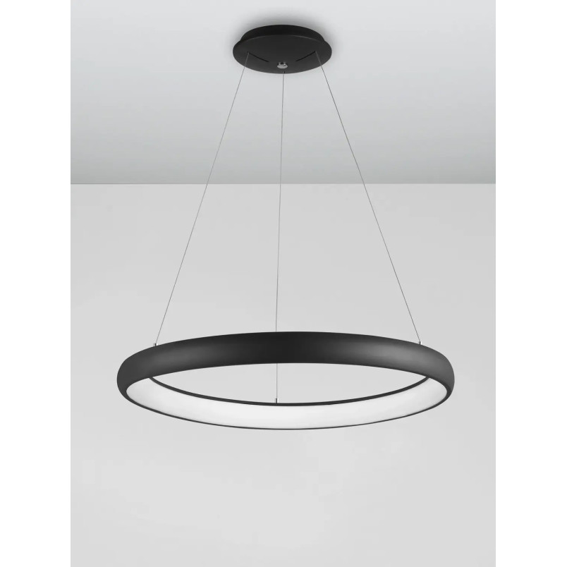 Lampa wisząca okrągła ring - ściemniacz triac Calda 61cm LED 3000K czarna