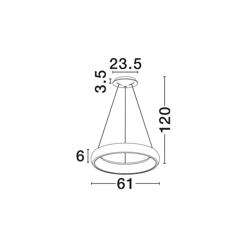 Lampa wisząca okrągła ring - ściemniacz triac Calda 61cm LED 3000K czarna