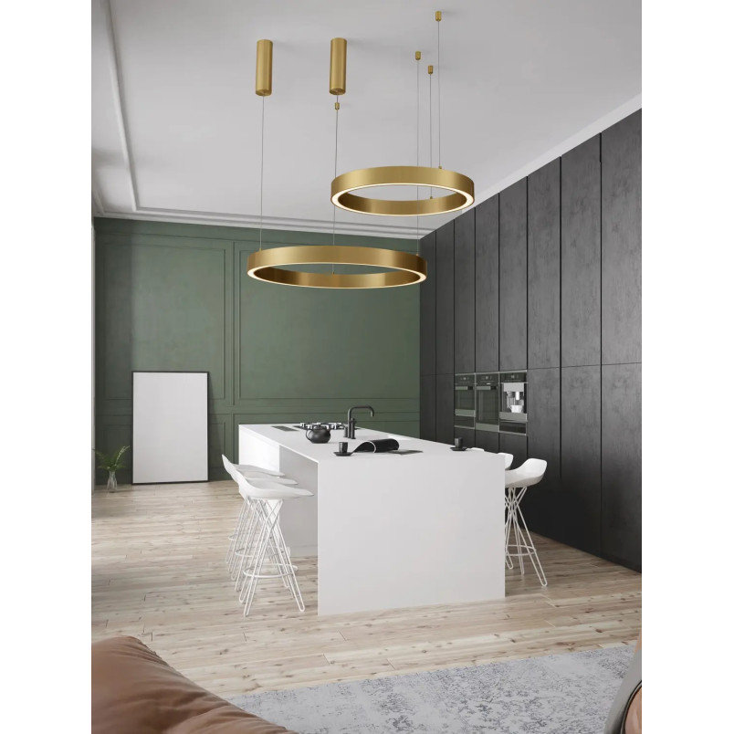 Lampa wisząca ring ze ściemniaczem triac Fonnta 80cm LED 3000K złoty mosiądz