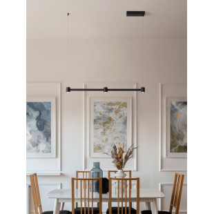 Lampa wisząca podłużna z 3 punktami światła i ściemniaczem triac Perosa 80cm LED 3000K czarna