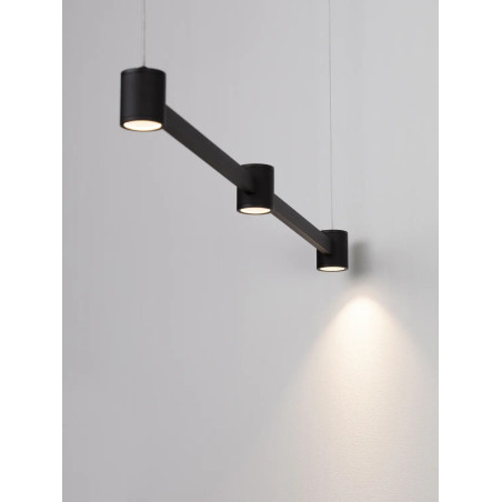 Lampa wisząca podłużna z 3 punktami światła i ściemniaczem triac Perosa 80cm LED 3000K czarna