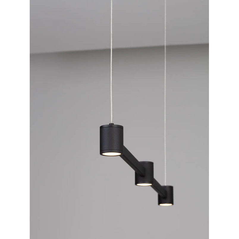 Lampa wisząca podłużna z 3 punktami światła i ściemniaczem triac Perosa 80cm LED 3000K czarna