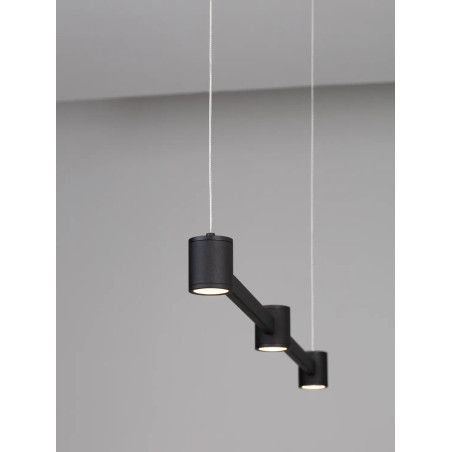 Lampa wisząca podłużna z 3 punktami światła i ściemniaczem triac Perosa 80cm LED 3000K czarna