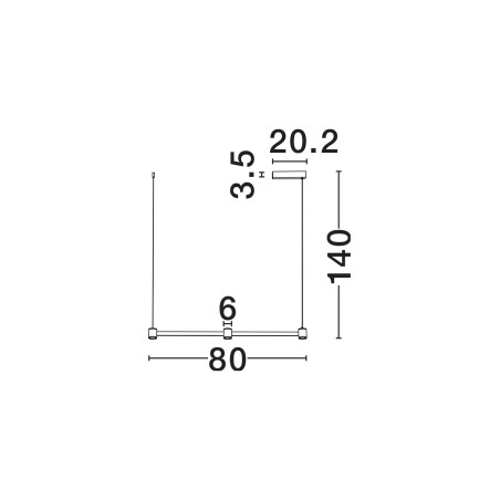 Lampa wisząca podłużna z 3 punktami światła i ściemniaczem triac Perosa 80cm LED 3000K czarna