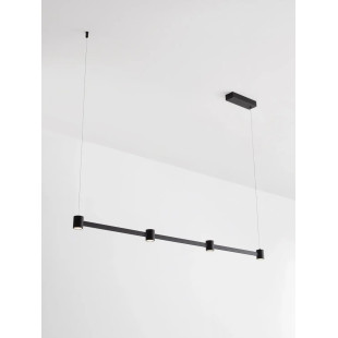 Lampa wisząca podłużna z 4 punktami światła i ściemniaczem triac Perosa 118cm LED 3000K czarna