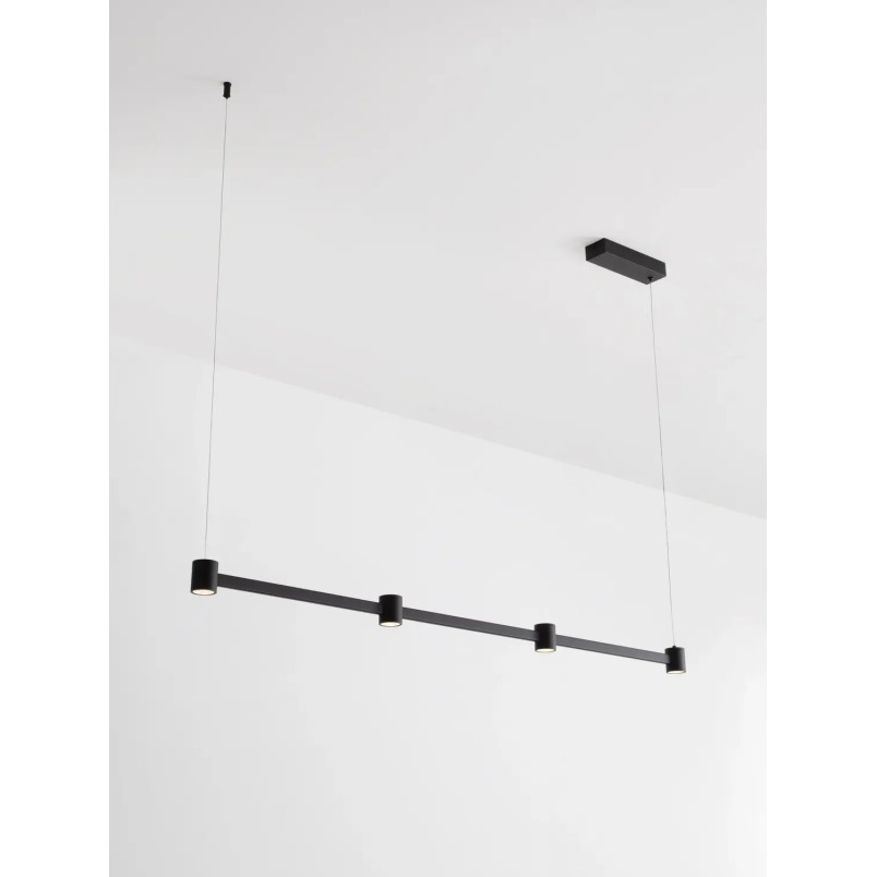 Lampa wisząca podłużna z 4 punktami światła i ściemniaczem triac Perosa 118cm LED 3000K czarna