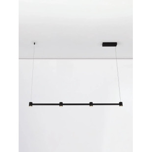 Lampa wisząca podłużna z 4 punktami światła i ściemniaczem triac Perosa 118cm LED 3000K czarna