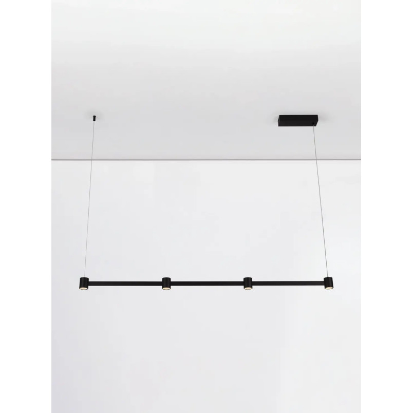 Lampa wisząca podłużna z 4 punktami światła i ściemniaczem triac Perosa 118cm LED 3000K czarna