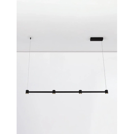 Lampa wisząca podłużna z 4 punktami światła i ściemniaczem triac Perosa 118cm LED 3000K czarna