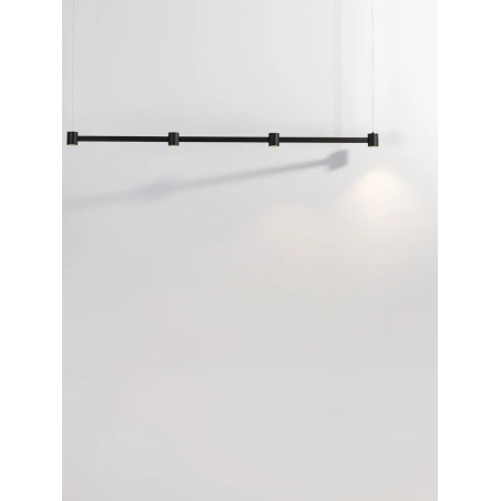 Lampa wisząca podłużna z 4 punktami światła i ściemniaczem triac Perosa 118cm LED 3000K czarna