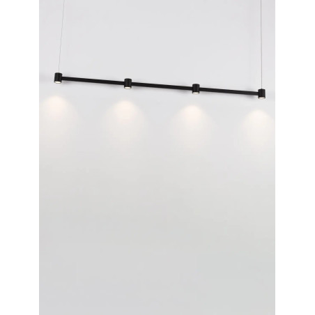 Lampa wisząca podłużna z 4 punktami światła i ściemniaczem triac Perosa 118cm LED 3000K czarna