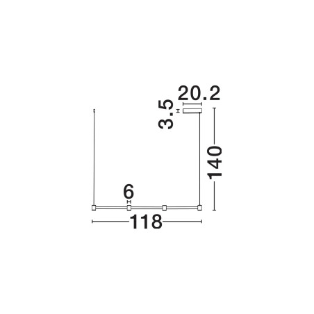 Lampa wisząca podłużna z 4 punktami światła i ściemniaczem triac Perosa 118cm LED 3000K czarna