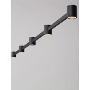 Lampa wisząca podłużna z 5 punktami światła i ściemniaczem triac Perosa 156cm LED 3000K czarna