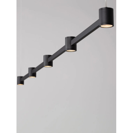 Lampa wisząca podłużna z 5 punktami światła i ściemniaczem triac Perosa 156cm LED 3000K czarna