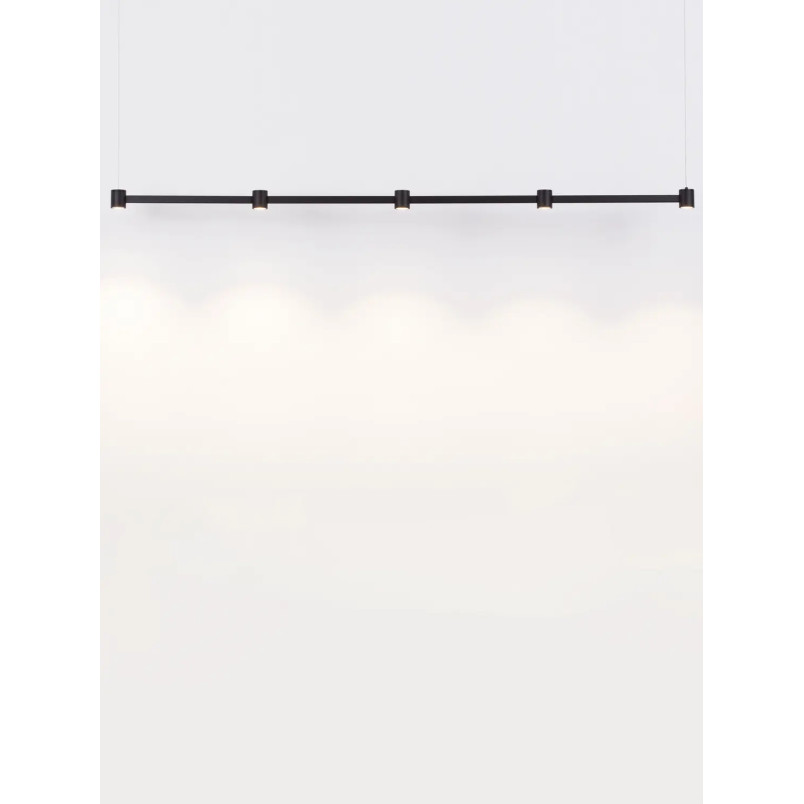 Lampa wisząca podłużna z 5 punktami światła i ściemniaczem triac Perosa 156cm LED 3000K czarna