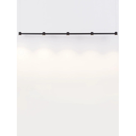 Lampa wisząca podłużna z 5 punktami światła i ściemniaczem triac Perosa 156cm LED 3000K czarna