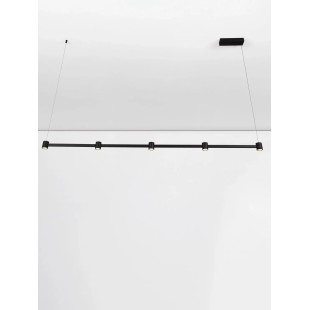 Lampa wisząca podłużna z 5 punktami światła i ściemniaczem triac Perosa 156cm LED 3000K czarna