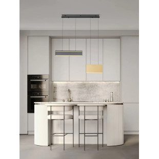 Lampa wisząca 2 punktowa ze ściemniaczem triac Teana 88cm LED 3000K złoty mosiądz / szary / czarny