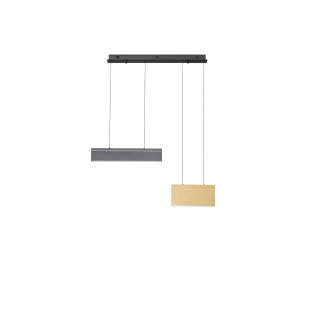 Lampa wisząca 2 punktowa ze ściemniaczem triac Teana 88cm LED 3000K złoty mosiądz / szary / czarny
