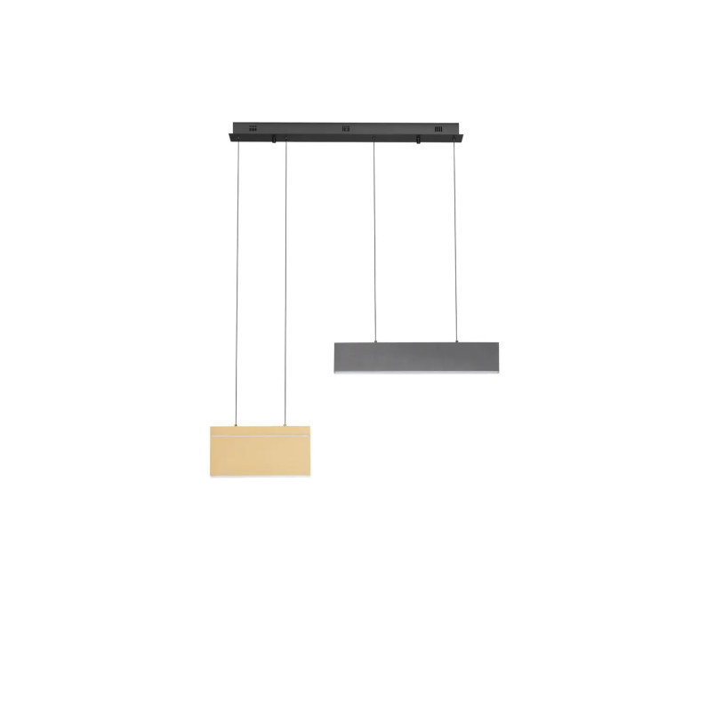 Lampa wisząca 2 punktowa ze ściemniaczem triac Teana 88cm LED 3000K złoty mosiądz / szary / czarny