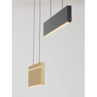 Lampa wisząca 2 punktowa ze ściemniaczem triac Teana 88cm LED 3000K złoty mosiądz / szary / czarny