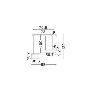 Lampa wisząca 2 punktowa ze ściemniaczem triac Teana 88cm LED 3000K złoty mosiądz / szary / czarny