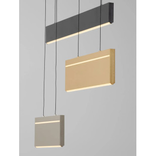 Lampa wisząca 3 punktowa ze ściemniaczem triac Teana 92cm LED 3000K złoty mosiądz / szary / czarny