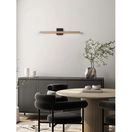 Kinkiet podłużny minimalistyczny Rappo 62cm LED 3000K IP54 złoty beż / czarny