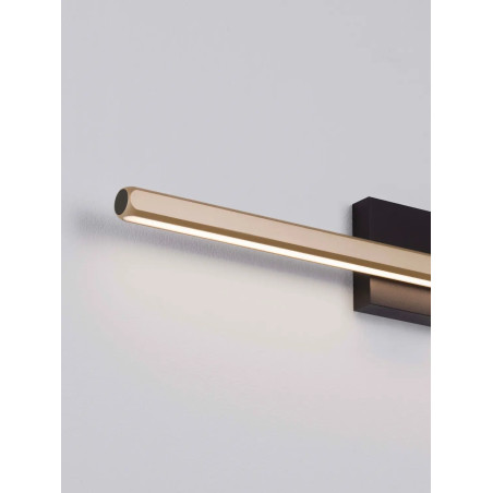 Kinkiet podłużny minimalistyczny Rappo 62cm LED 3000K IP54 złoty beż / czarny