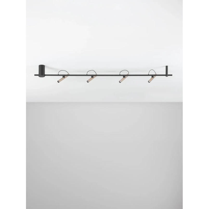 Reflektor sufitowy 4 punktowy z magnetycznymi reflektorkami Fodico LED 3000K 150cm czarny / szampański