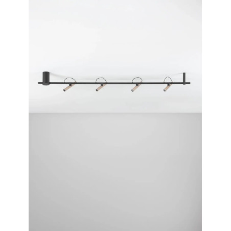 Reflektor sufitowy 4 punktowy z magnetycznymi reflektorkami Fodico LED 3000K 150cm czarny / szampański