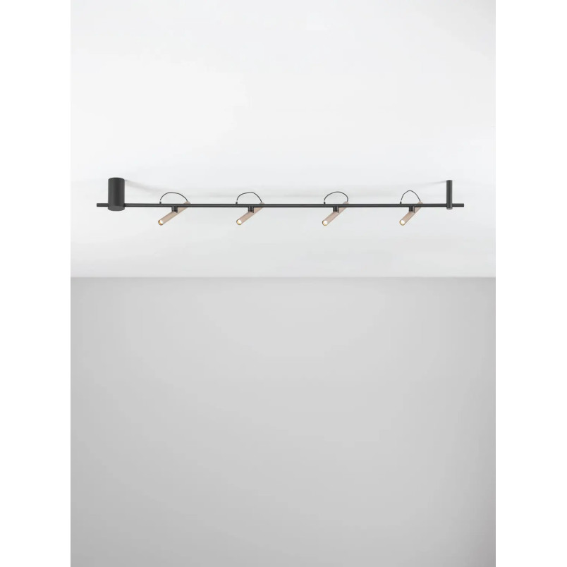 Reflektor sufitowy 4 punktowy z magnetycznymi reflektorkami Fodico LED 3000K 150cm czarny / szampański