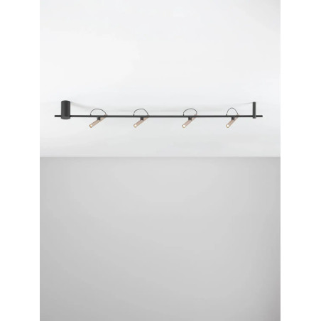 Reflektor sufitowy 4 punktowy z magnetycznymi reflektorkami Fodico LED 3000K 150cm czarny / szampański