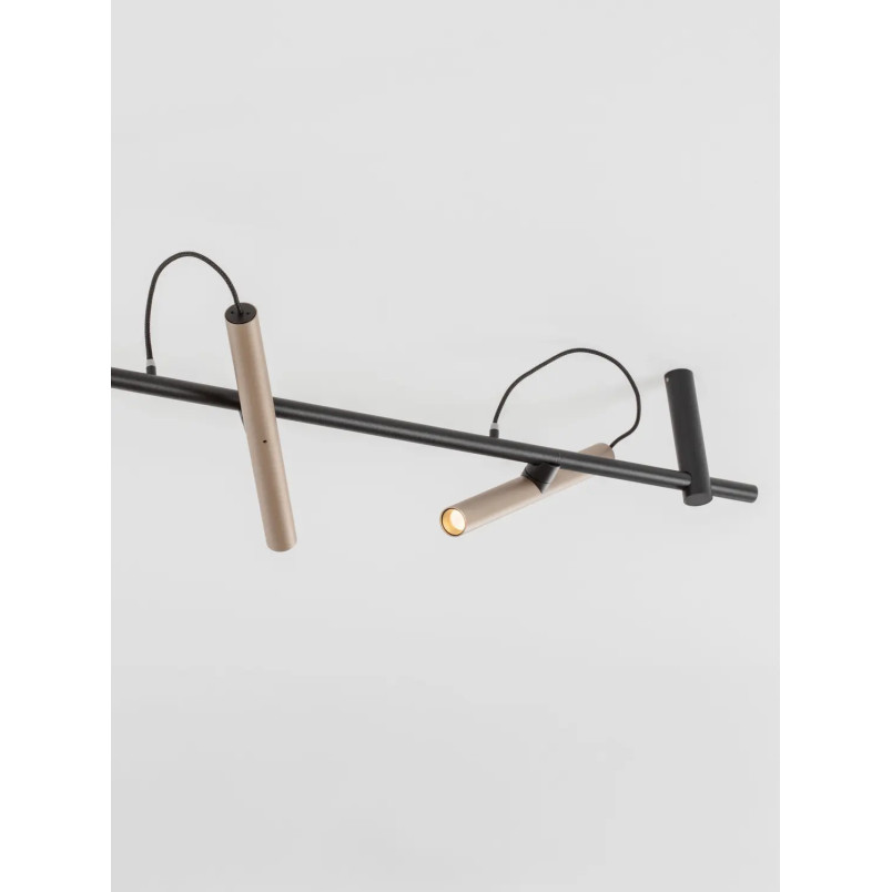 Reflektor sufitowy 4 punktowy z magnetycznymi reflektorkami Fodico LED 3000K 150cm czarny / szampański