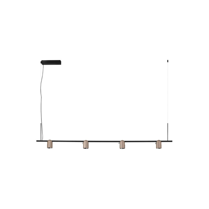 Lampa wisząca podłużna z 4 reflektorkami Arola 150cm LED 3000K beżowe złoto