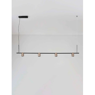 Lampa wisząca podłużna z 4 reflektorkami Arola 150cm LED 3000K beżowe złoto