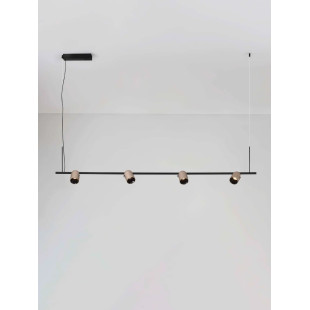 Lampa wisząca podłużna z 4 reflektorkami Arola 150cm LED 3000K beżowe złoto